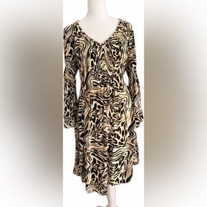 Elle Animal Print Lined Dress Size Large—New
